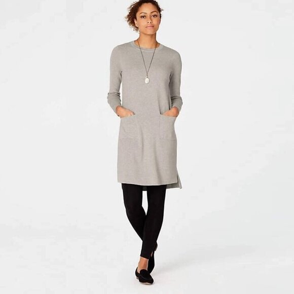 J. Jill Dresses & Skirts - J. Jill "PureJill" Cotton and Cashmere Tunic Sweater Dress, Tan/Beige, size L